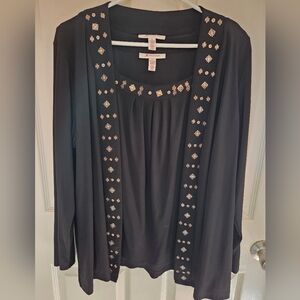 2 Piece Bronze Embellished Cardigan Set By JM Collection